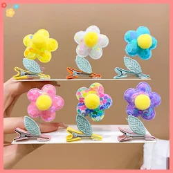 4Pcs/Lot Children Hair Clip Sequin Moving Headdress 3D Flower Hairpin Cute Spring Head Barrettes Girls Hair Accessories Headwear