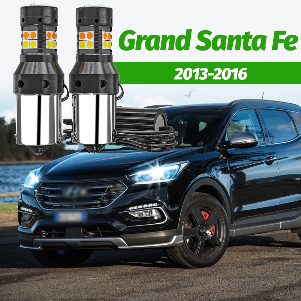

2pcs Dual Mode Turn Signal+Daytime Running Light Accessories LED DRL For Hyundai Grand Santa Fe 2013-2016 2014 2015