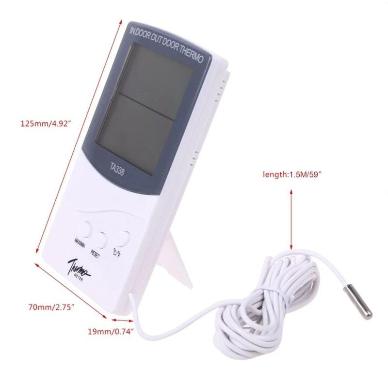 Y166 TA338 High-precision Electronic Thermometer with Probe Indoor Outdoor Home Industrial Double Digital Display Thermometer