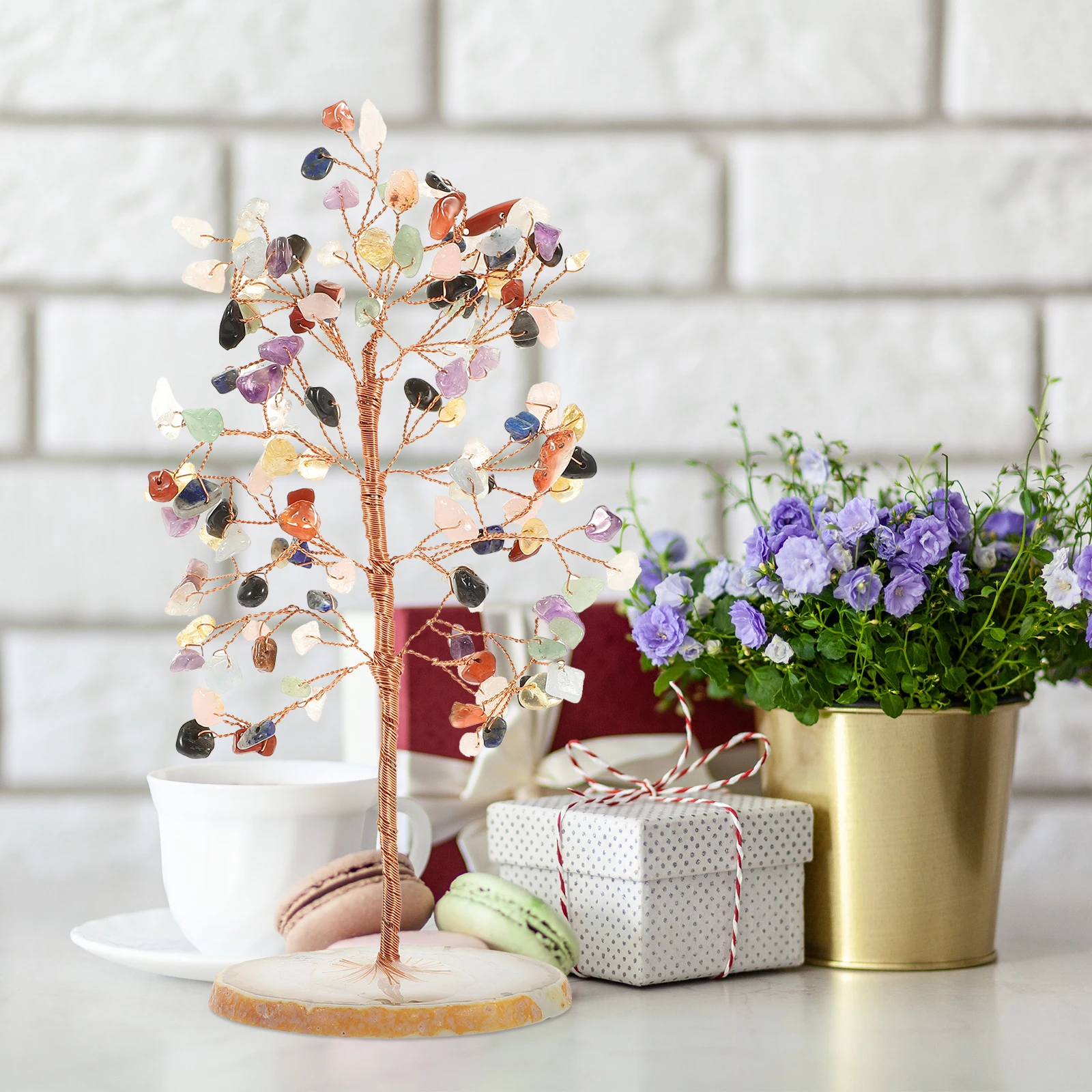 

Crystal Decor Bonsai Style Premium Desktop Ornament Home Office Fengshui Wealth Gift Stable Base Living Room Bedroom Table