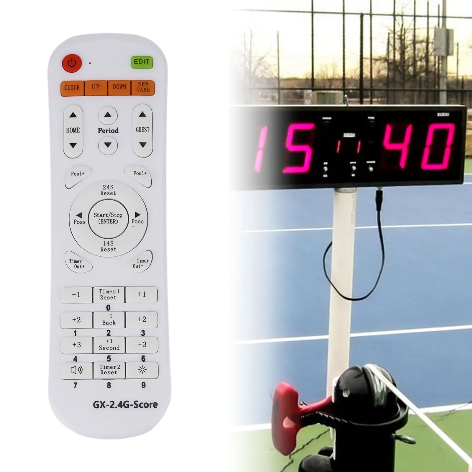 Papan skor elektronik tahan lama untuk biliar basket tenis warna hitam suara bel berat 1020g dan Luaran 90DB