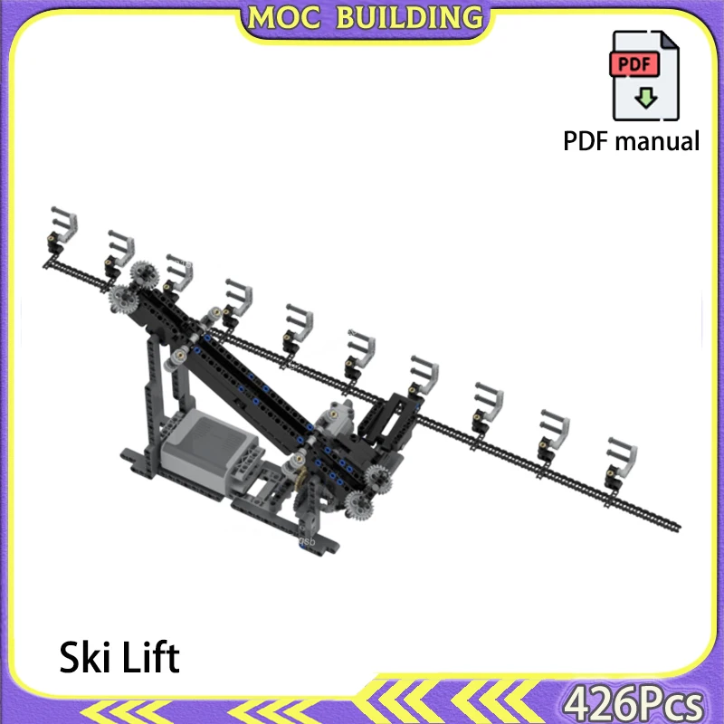 GBC Bricks Ski Lift Module with Motor MOC Building Blocks Model Technology Practice Assemble Great Ball Contraption Toy Gift