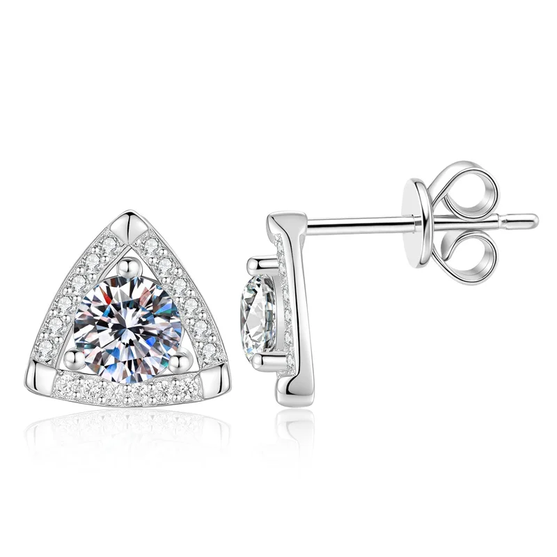 

E354 Lefei Fashion Color D Diamondset Classic 0.5ct Moissanite Triangle Earring For Women 925 Sterling Silver Party Jewelry Gift
