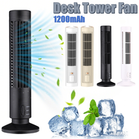 Bladeless Tower Fan USB Rechargeable 1200mAh Portable Desk Fan Mini Vertical Air Conditioner Standing Tower Fan for Home Kitchen