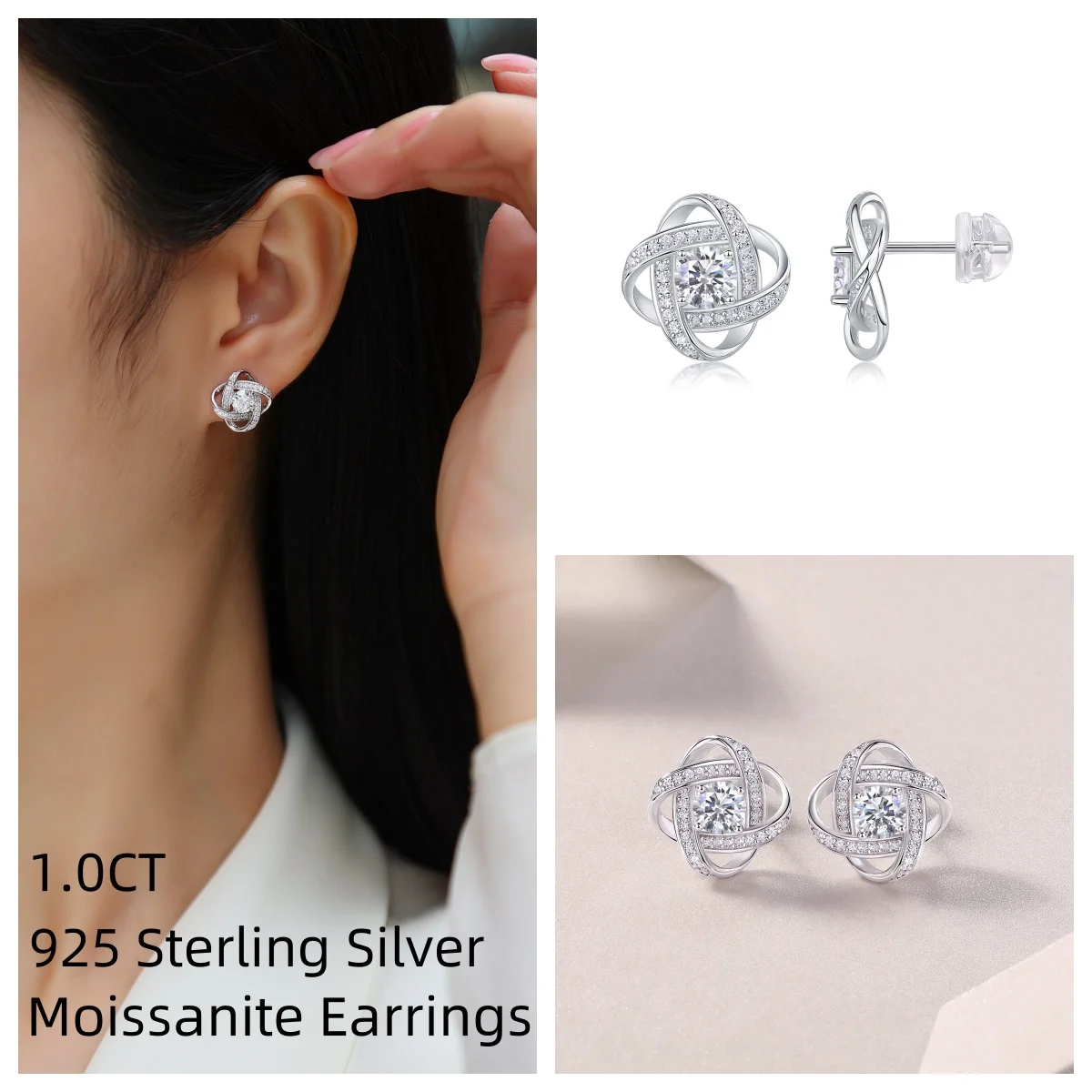 

New Fine 925 Sterling Silver Moissanite Earrings For Women Fashion Charms Party Wedding Classic Jewelry Holiday Gifts