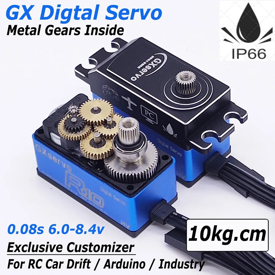 GXServo R10 10kg 7.4v High Speed Voltage Metal Gears Waterproof Low Profile Servo 1:10 RC Drift Car Arduino Robot Industry