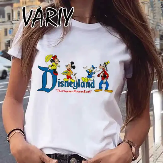 White Minnie Mouse T Shirt Women Mickey Blueys Cartoon Casual Short Sleeve Harajuku Clothes Female T-shirts Free Shipping 2024