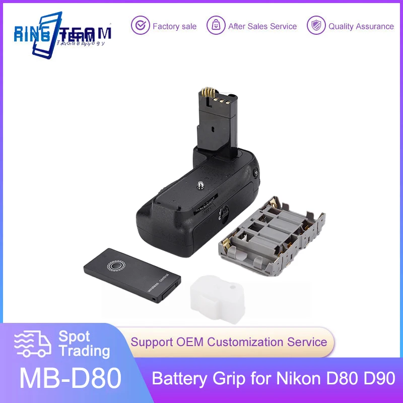 リモートコントロールリモコンmb-d80-mbd80nikon-d80-d90デジタルカメラ用バッテリーen-el3eまたは6-aa電池