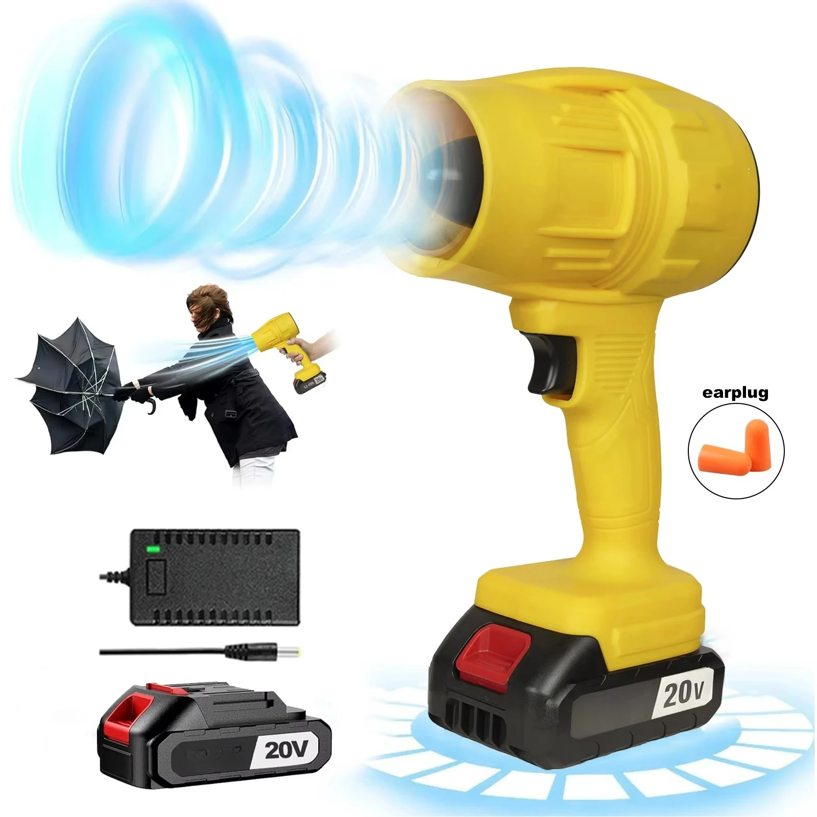 

20V Cordless Turbo Blower Industrial Grade Small & Powerful Electric Air Blower for Leaf Clean & BBQ ,LOCAL US WAREHOUSE