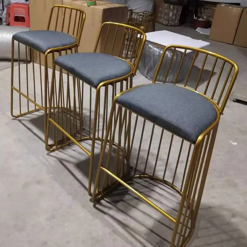 Gold Leg Nordic Bar Stools Modern Design Apartment Luxury Soft Bar Chairs Minimalist Waiting Backrest Sillas De Bar Furniture