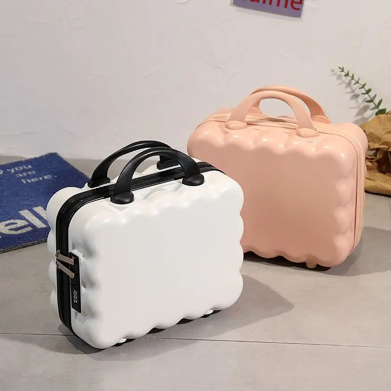 New Solid Color Mini Suitcase 14 Inch Makeup Box Password Travel Hand Cosmetic Bag Holiday Carry-on Storage Luggage Box