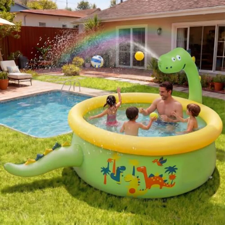 

Dinosaur Inflatable Kiddie Pool Splash Pads for Toddlers Splash Pads with Sprinkler Outdoor Blow up Mat Baby Dinosaur Play Swim