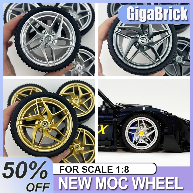 

Wheel Hub Building Block Accessories Black Sliver GLOD Plating Hub For Lego Scale 1:8 Building Blocks Car