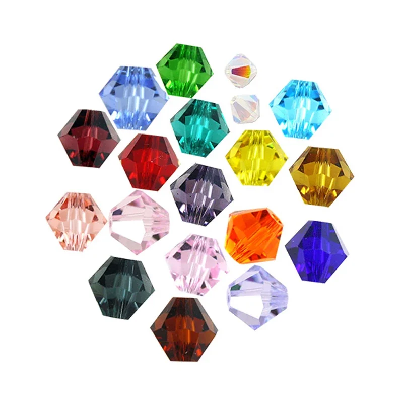 100PCS 4MM 33Colors Small Beads Faceted Glass Crystal Beads Bicone Shape Beads Bracelet Necklace Earrings for DIY Jewelry Making