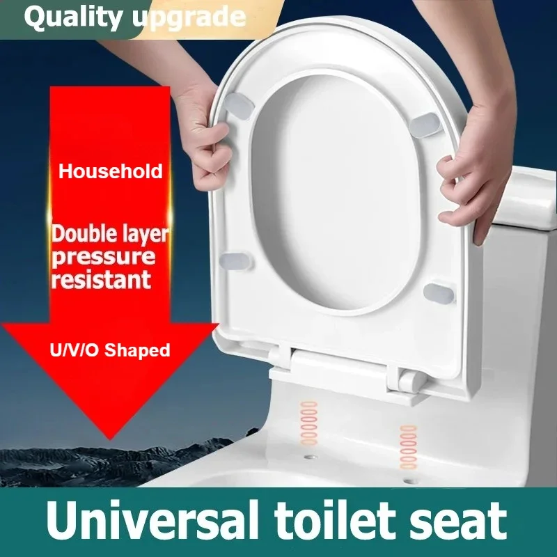 

Household Thickened Toilet Cover PP Slow Lowering Toilet Cover General Purpose Old Style V-U Square O Toilet Cover 1pc