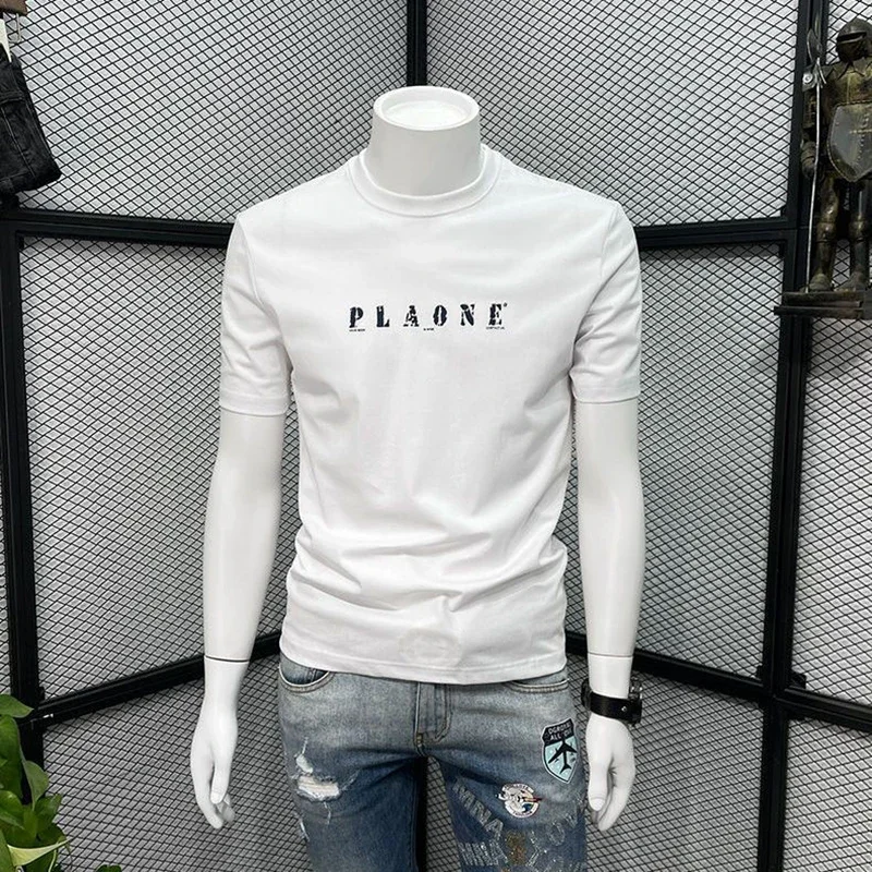 LIBIELIY Fashion O-Neck Korean Printed Letter Tee Shirt Men's Clothing 2025 Summer New Loose Short Sleeve All-match Tops Casual