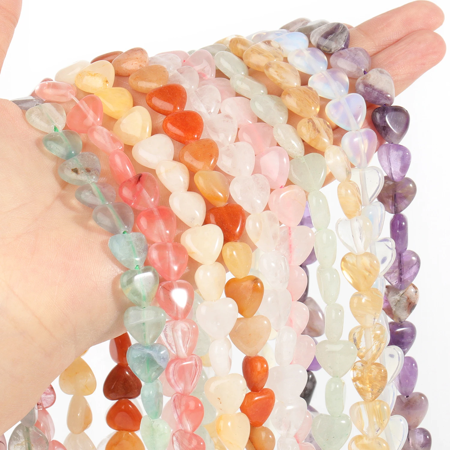 

11mm AA Love Heart Shape Beads Natural Stone Amethyst Jade Lapis Lazuli Loose Beads for Jewelry Making DIY Bracelets Accessories