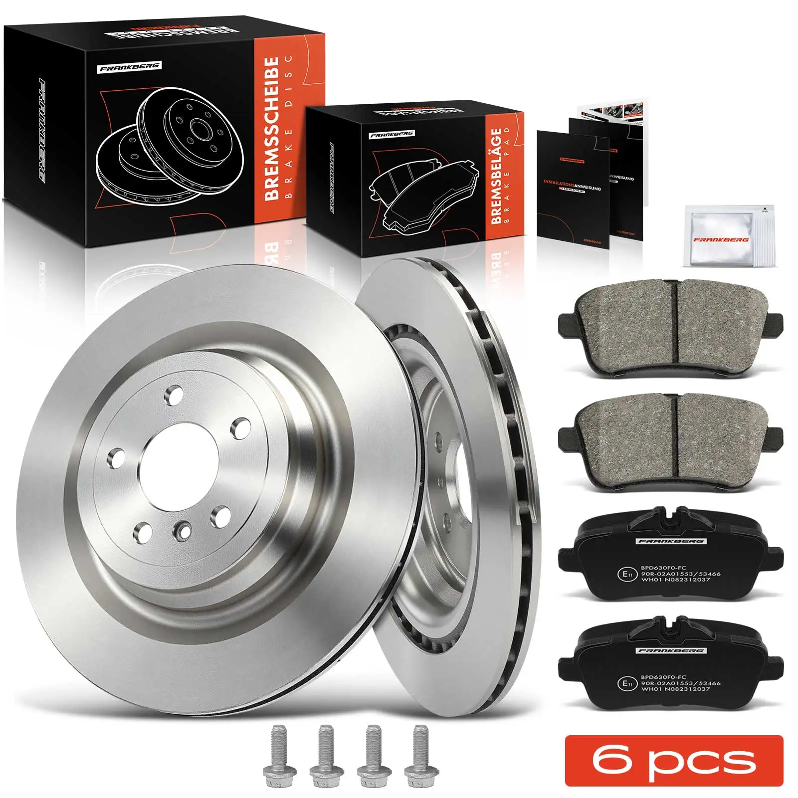 Frankberg 2x Bremsscheiben + 4x Bremsbeläge Hinterachse Links Rechts für Mercedes-Benz X166 W166 C292 A0074207820 1664230212