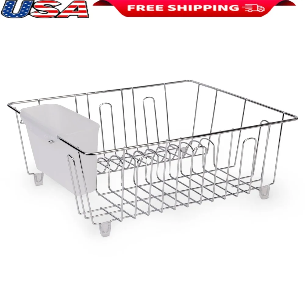 

Хромированная маленькая полка для посуды с держателем для столовых приборов Компактный кухонный органайзер для сушки посуды, стекла, серебра