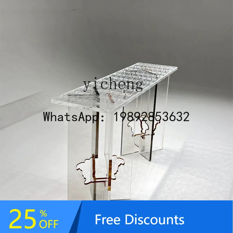 

acrylic entrance table Modern light luxury foyer decoration model room Transparent entrance table