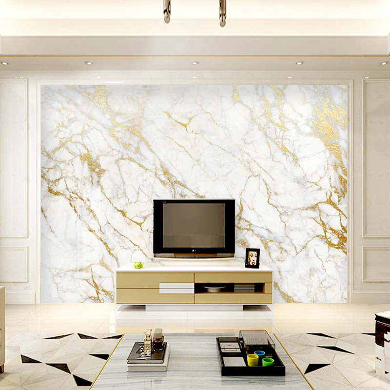 

Индивидуальные 3D-обои с золотым и белым мраморным узором для декора дома: гостиная, фон для телевизора, спальня, ресторан, кабинет