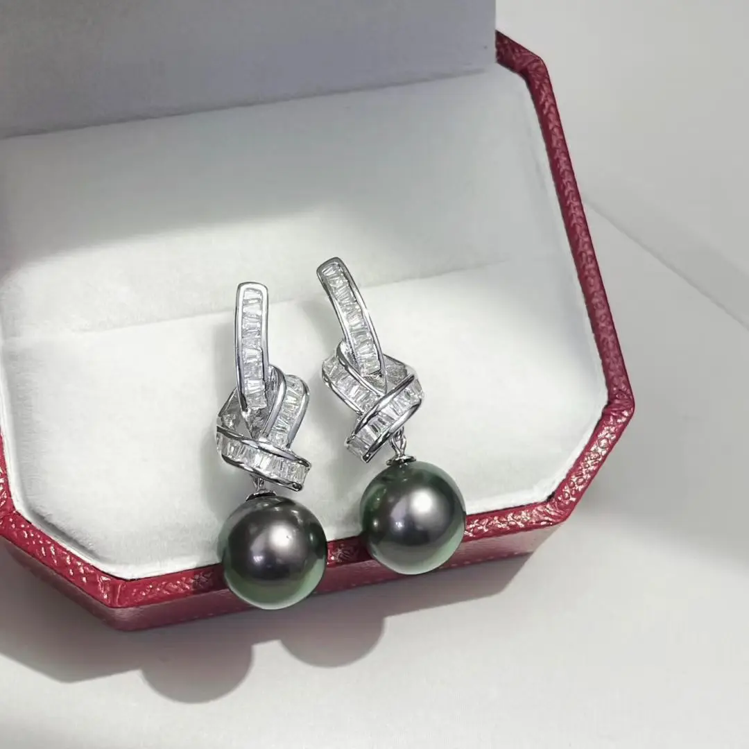 S925 Sterling Silver Earrings Mount Findings Settings Base Mounting Parts Accessory for 10-11mm Pearls