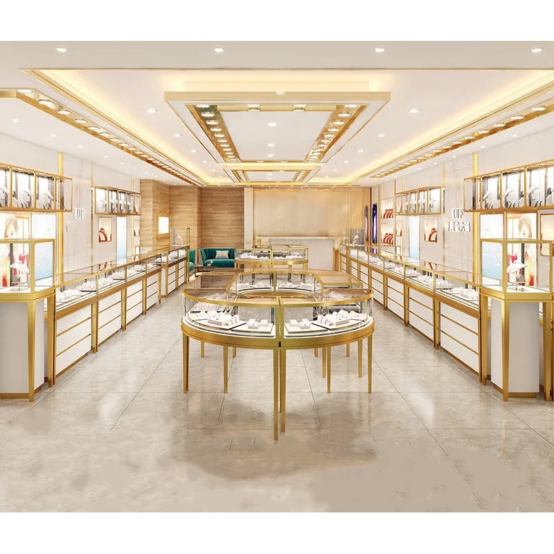 

2025customized. luxury glass cabinet jewelry store fixture jewelry shop interior design showcase