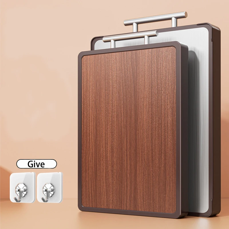 Wood cutting board Antibacterial mildew resistant household stainless steel double-sided cutting board Solid wood cutting board