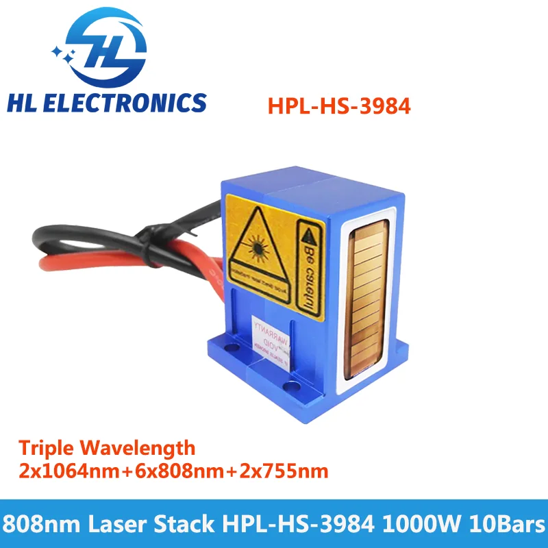 

Triple Wavelength HPL Laser Stack 1000W 10 Bars 2*1064nm 2*755nm 8*808nm