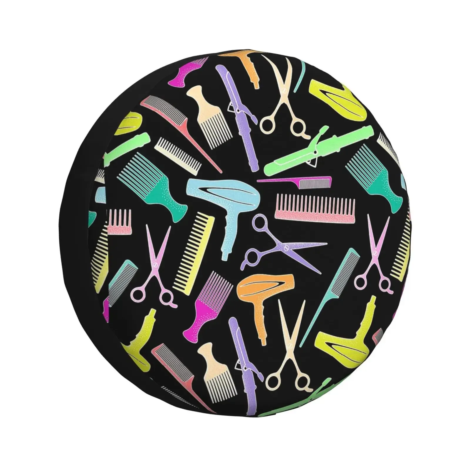 

Защитный чехол для запасного колеса с рисунком инструментов парикмахера, универсальный, для грузовиков и внедорожников