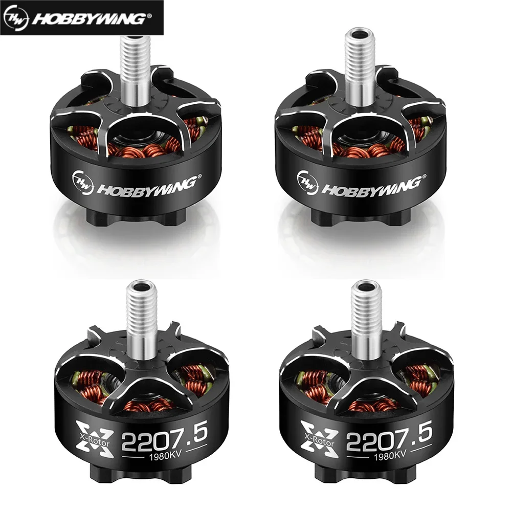RoRuS4pcs Hobbywing XRotor 2207.5 1780KV 1980KV 4~6S Lipo Brushless Motor 5mm Shaft Suitable 5inch Flower Fly Traversing Drone