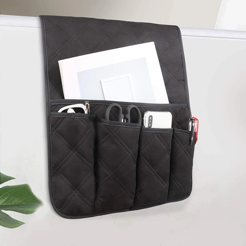 Sofa Armrest Organizer with 5 Pockets Couch Armchair Hanging Storage Bag for TV Remote Control Cellphone