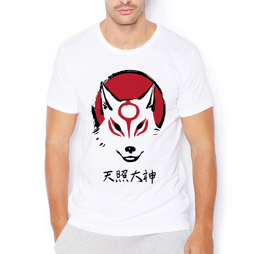 Great God Amaterasu Okami Wolf Funny Anime T-Shirt,Men Casual Short Tshirt ,Unisex Streetware Tee ,breathable Print