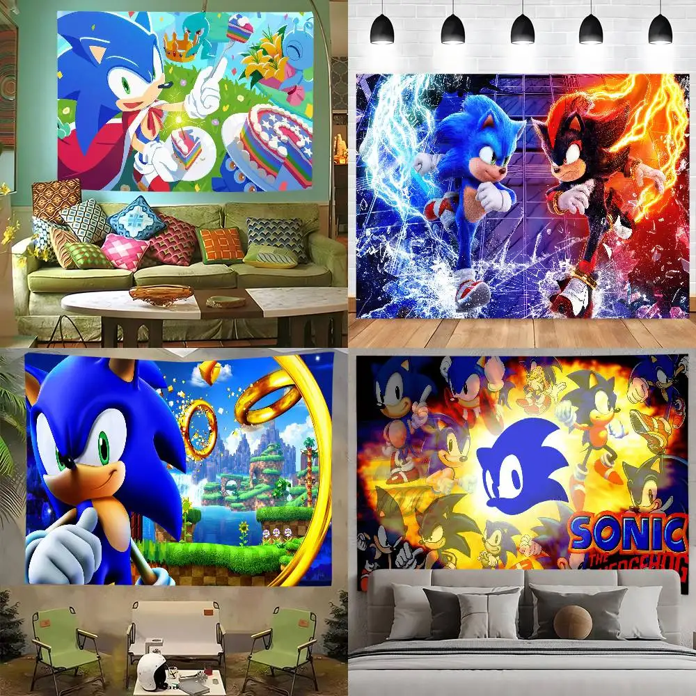 Toile de fond de studio photo S-Sonic the Hedgehog pour décoration de fête en extérieur, rideau de fond photo