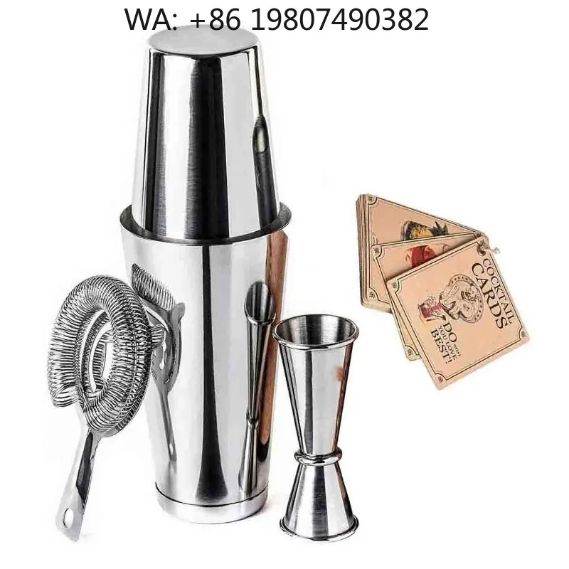 5Pcs Mini Stainless Steel Bartender Kit, 750ml Boston Cocktail Shaker Essential Tools, Portable Drink Mixing Set For Travel Bar