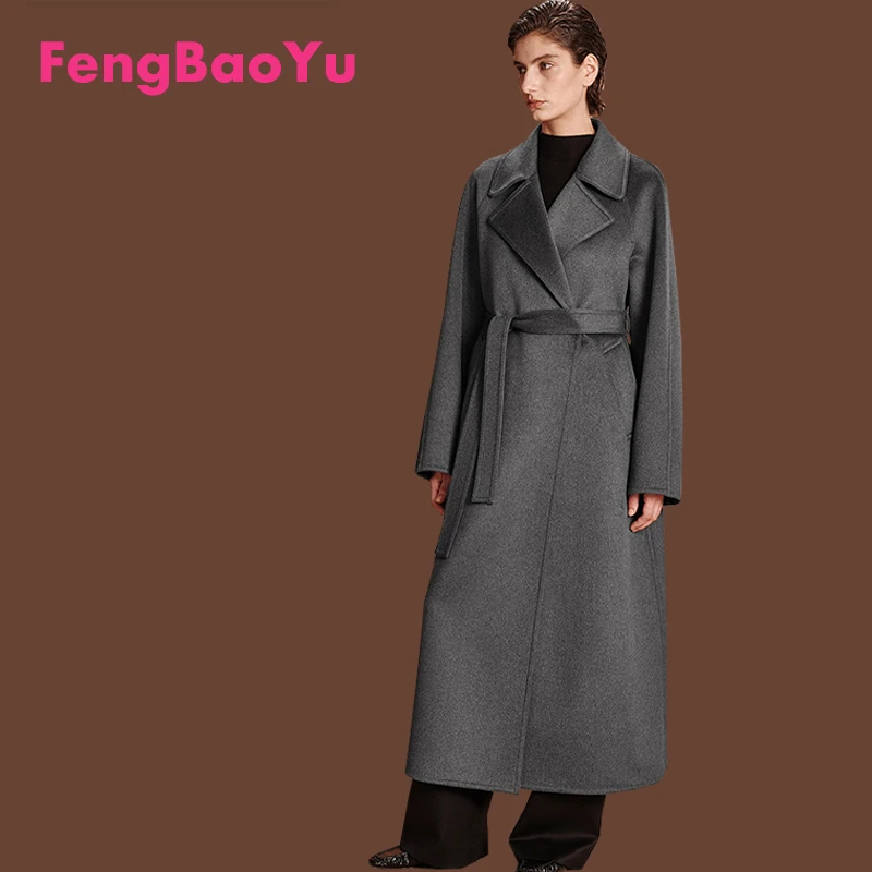 

Fengbaoyu Double-sided Natural 70% Sheepskin 30% Wool Women's Coat Luxurious Winter Fashion Long-Sleeved Outfit Soft Comfortable