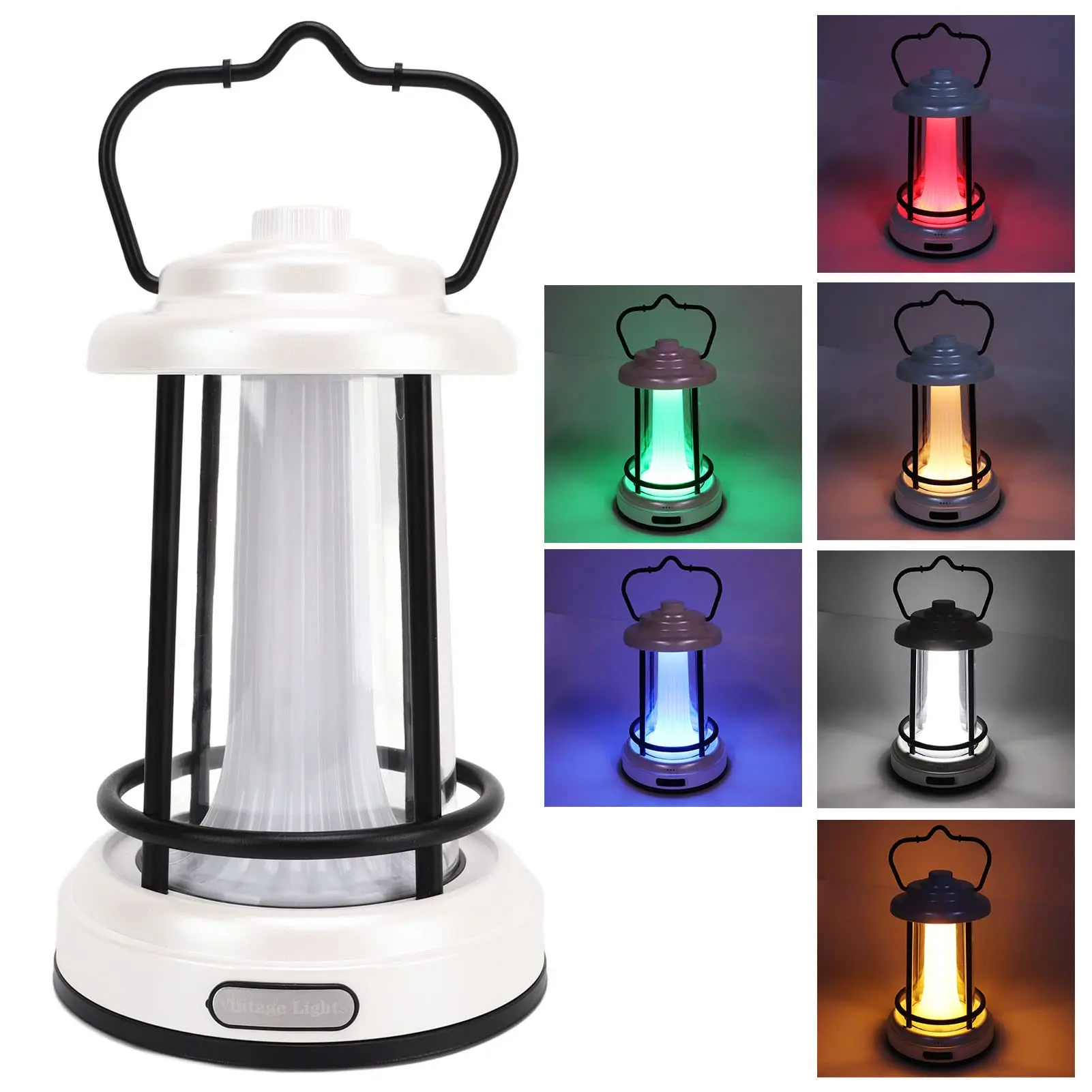 500LM High Power Led 7 Modes Dimmable Retro Lantern for Camping IPX4 Waterproof Rechargeable Camping Light  Emergency Nigh Light