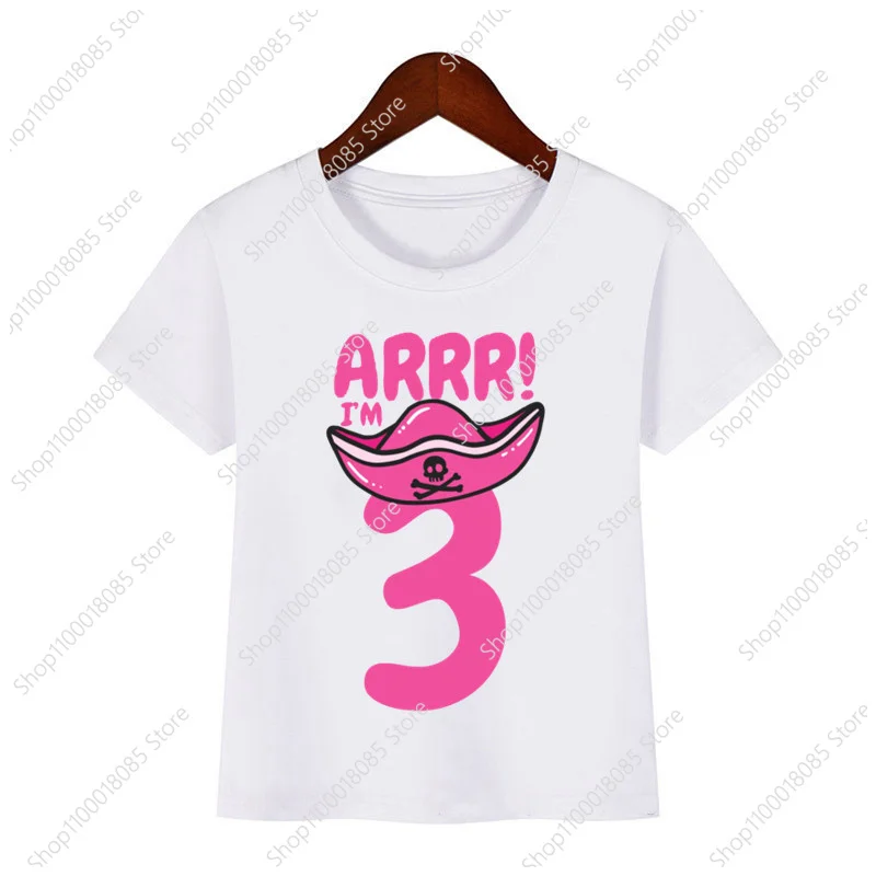 

Pirate Birthday Number Printed T-Shirt Kids Birthday Girl T-Shirts Custom Number Name Funny Cute Gift