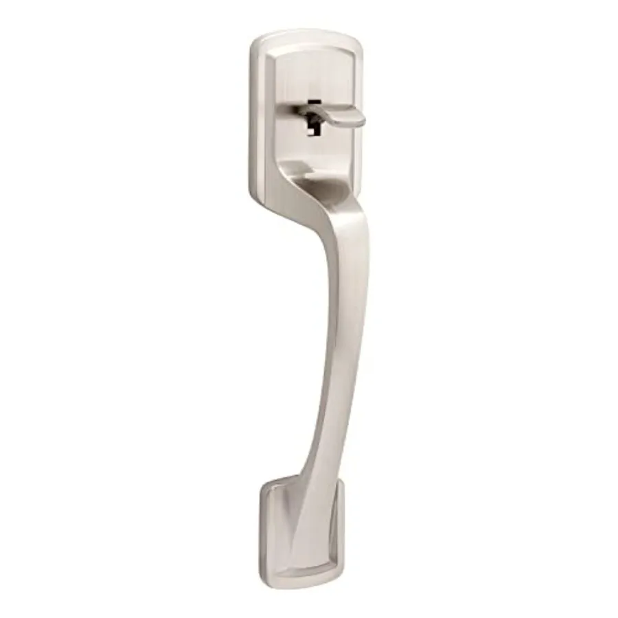 

Prague Front Door Handle No Lock Entry Handleset Exterior with Interior Door Knob NonLocking Satin Nickel Deadbolt Not Included