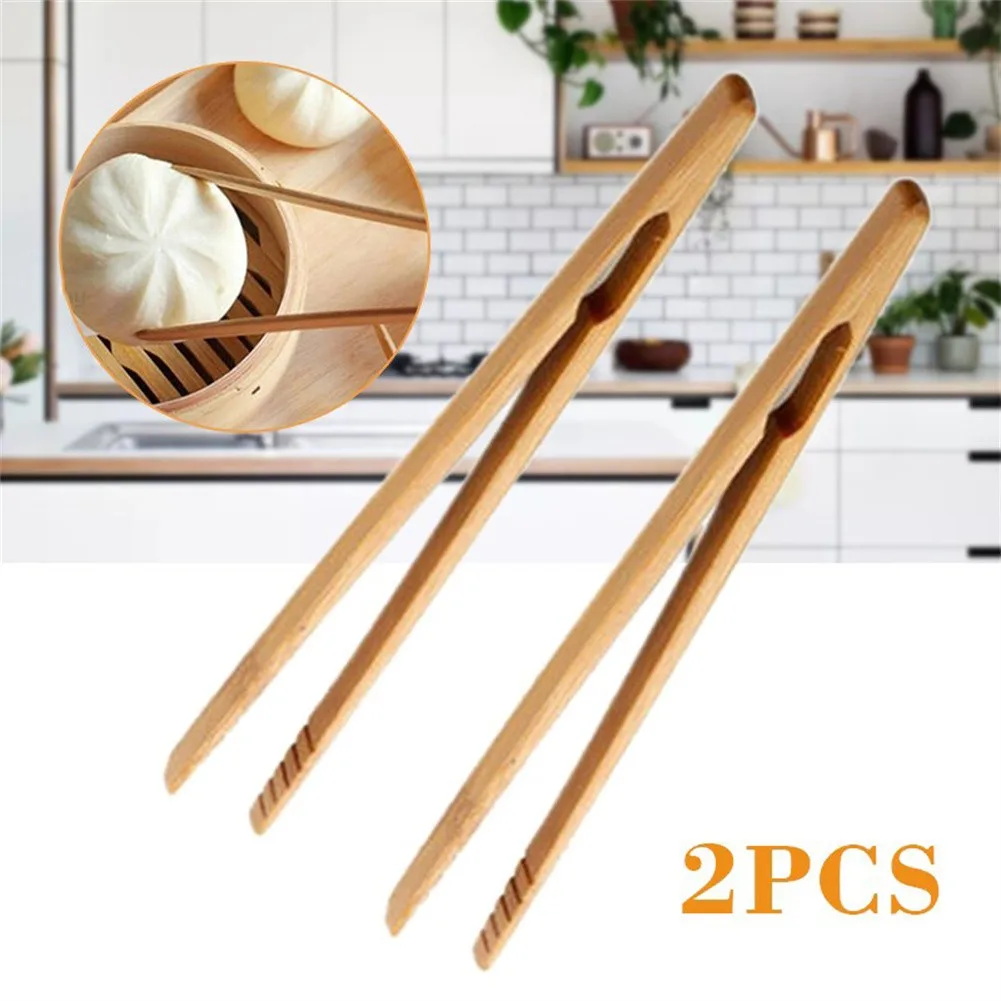 2 unids/set de pinzas de madera para comida tostada, pinzas para ensalada, tostadora, pan, azúcar, hielo, pinzas para té, pinzas para cocinar, accesorios de cocina