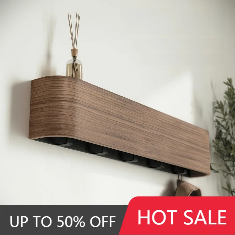 Wooden Wall Coat Shelves Concealed Hangers Clothes Rack Entrance Doors Storage Coat Racks With Hooks Hallway Clothing Hanger