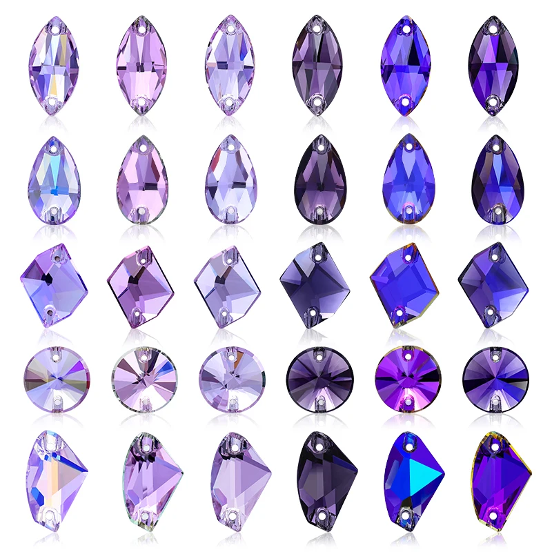 Purple Series High-Quality Rhinestones Flatback Glitter Sew on Glass Crystal Gem For DIY Rhinestone Decoration on Clothing & Bag