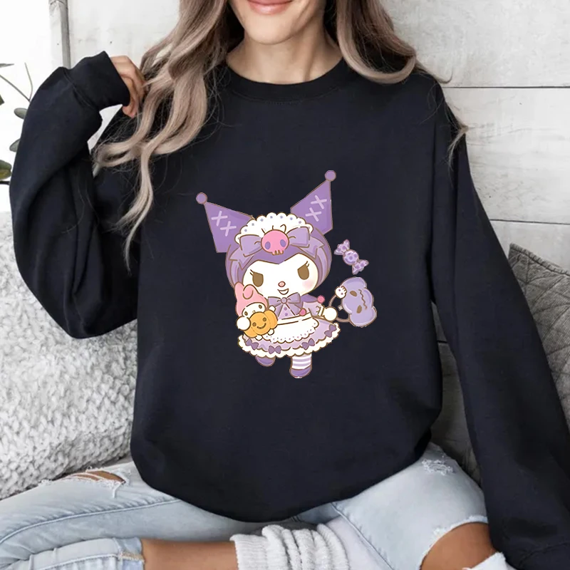 

Pullovers Start Of School Season Sweatshirts sweater Hoodies Clothes Long Sleeves Women Clothing Cute Ladies Top Kuromi Clothing
