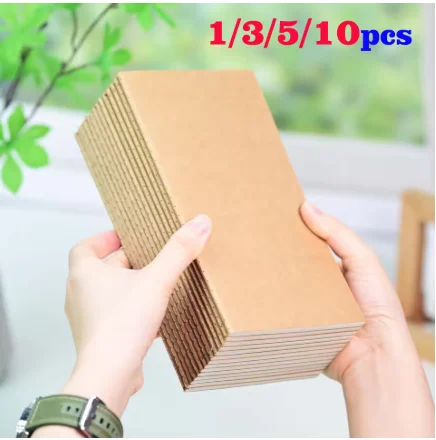 1/3/5/10 pcs Kraft Paper Cover Notebook Sheets 60 Pages Travel Journal Dot Grid / Lined / Grid / Blank Diary Notepad Office Cute