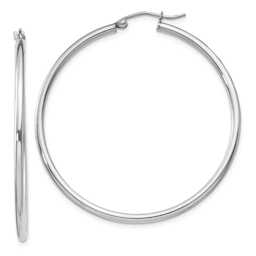 

Sterling Silver Rhodiumplated 2mm Round Hoop Earrings