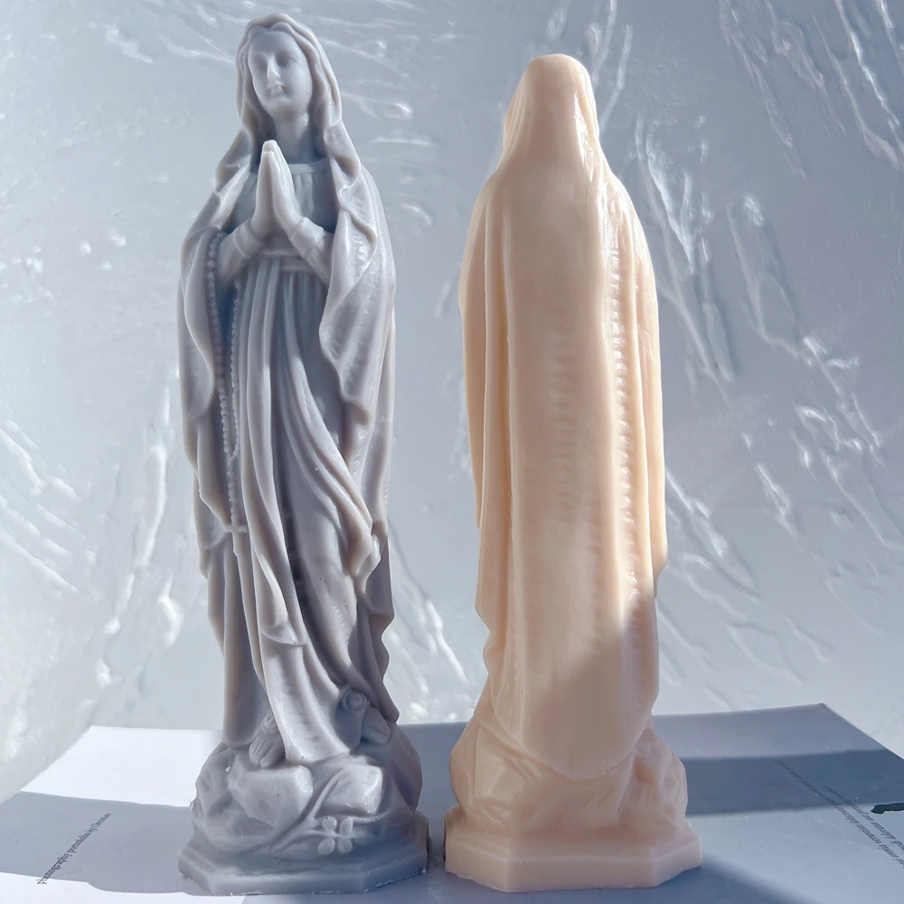 Imagem -06 - Virgem Maria Estátua Vela Molde Molde de Silicone Católica Abençoada Virgem Mãe Maria Figurines Mold Nossa Senhora de Jesus