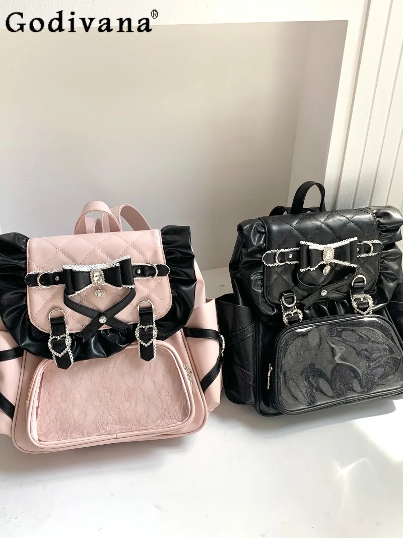 

Japanese Original Y2K Subculture Sweet Cool Girl Lolita Pain Bag Bowknot Large Capacity Cute Student Casual Versatile Backpack