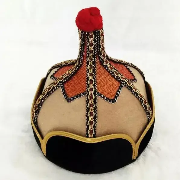 Китайская монгольская мужская шляпа, сценическая кепка, древний танец, народная весна Китайская монгольская мужская шляпа, сценическая кепка, древний танец, народная весна