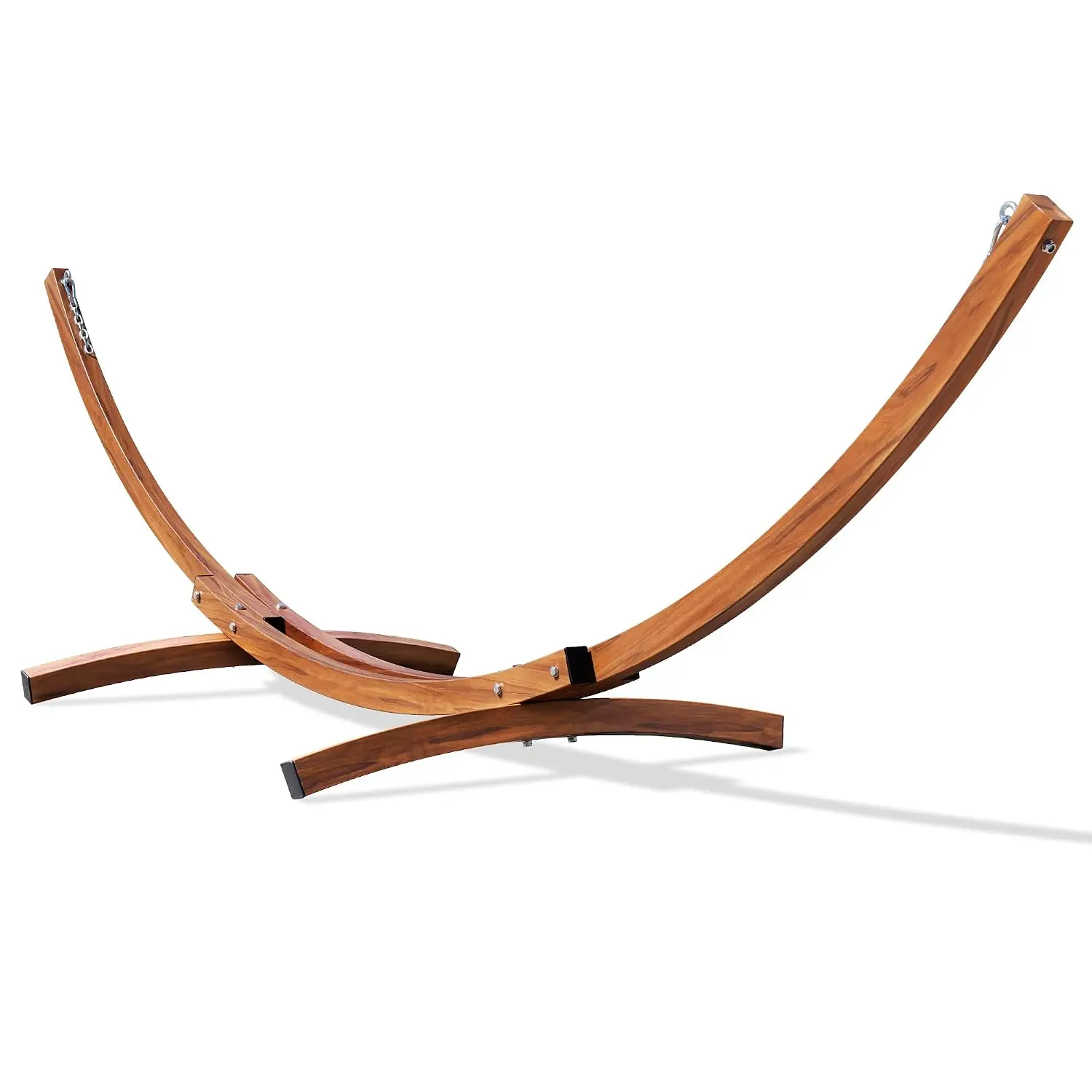 12 Ft Double Steel Curved Hammock Stand Wood Grain Heavy Duty 500 Lbs Carabiners & Chains 2 Person Weather-resistant, Customized