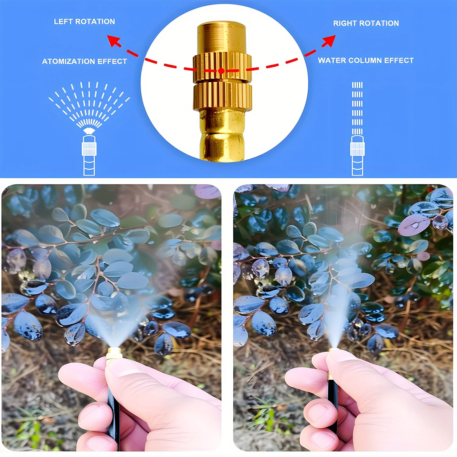 20-5Pcs Free Bending Yellow Copper Mist Nozzle 8mm Straight Push Lock Joint Garden Watering Humidification Sprayer